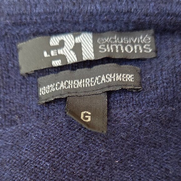 Elegant Navy pull V-neck 100% cashmere - Picture 7 of 8